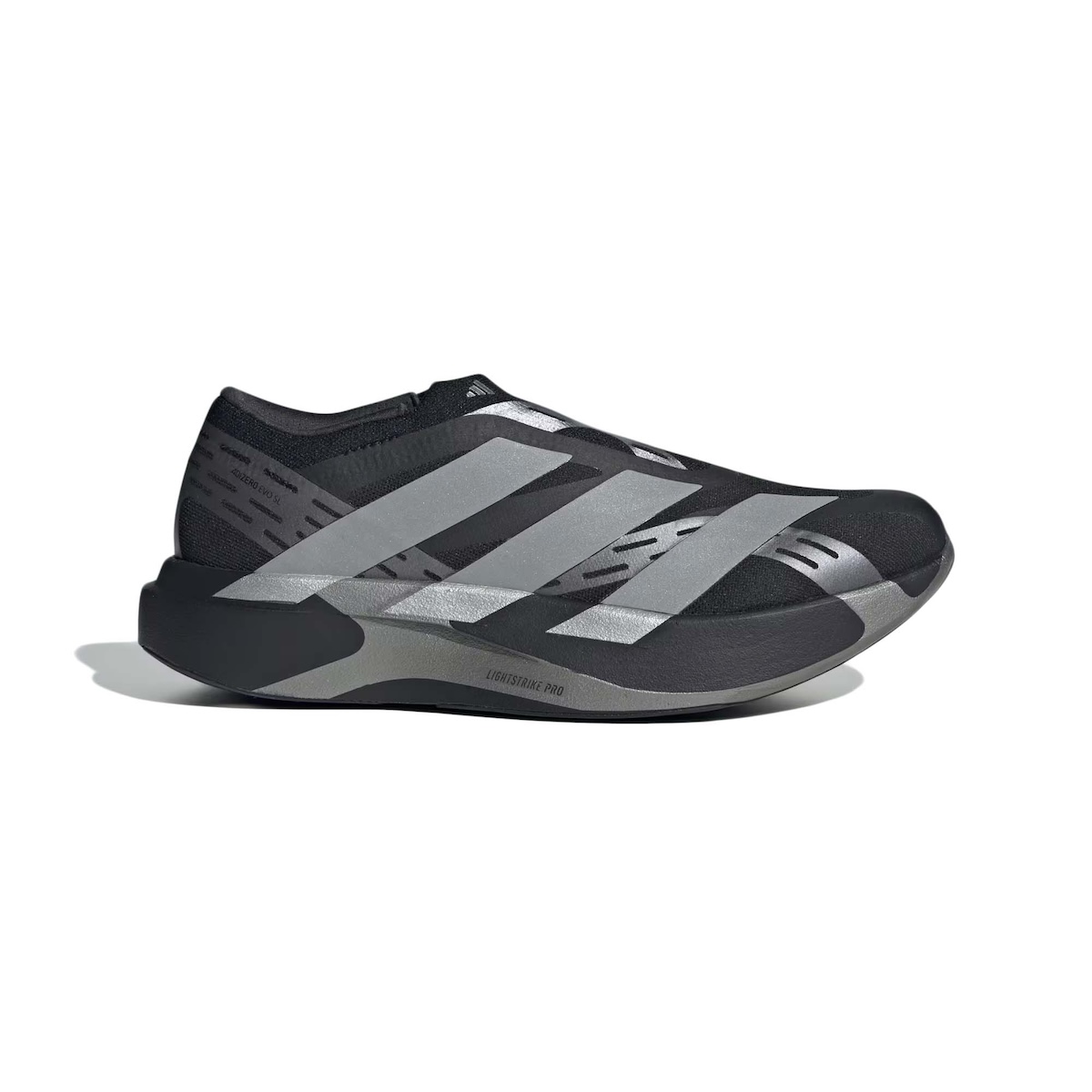 adidas / Adizero EVO SL Laceless LIGHTSTRIKEPRO Running (Core Black / Silver Metallic / Night Metallic) アウトサイド