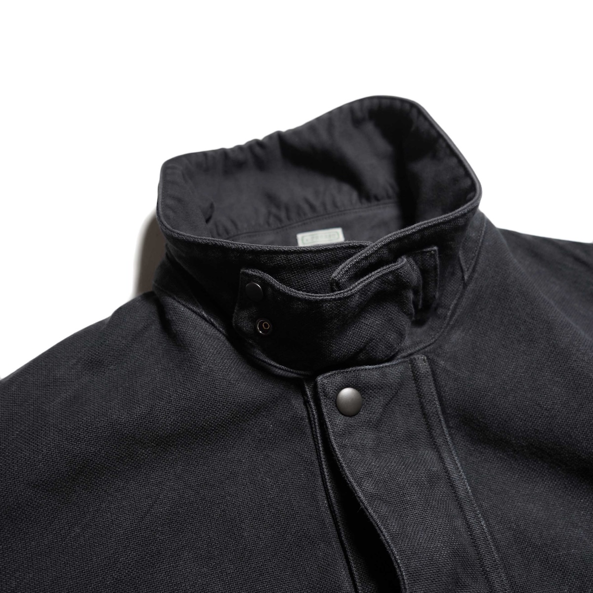 A.PRESSE / Vintage Silk Hemp Hunting Jacket (Black) チンストラップ