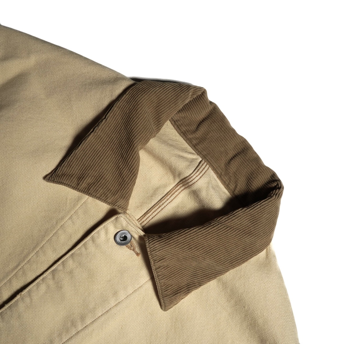 A.PRESSE / Vintage Silk Hemp Coverall Jacket (Beige) 襟元