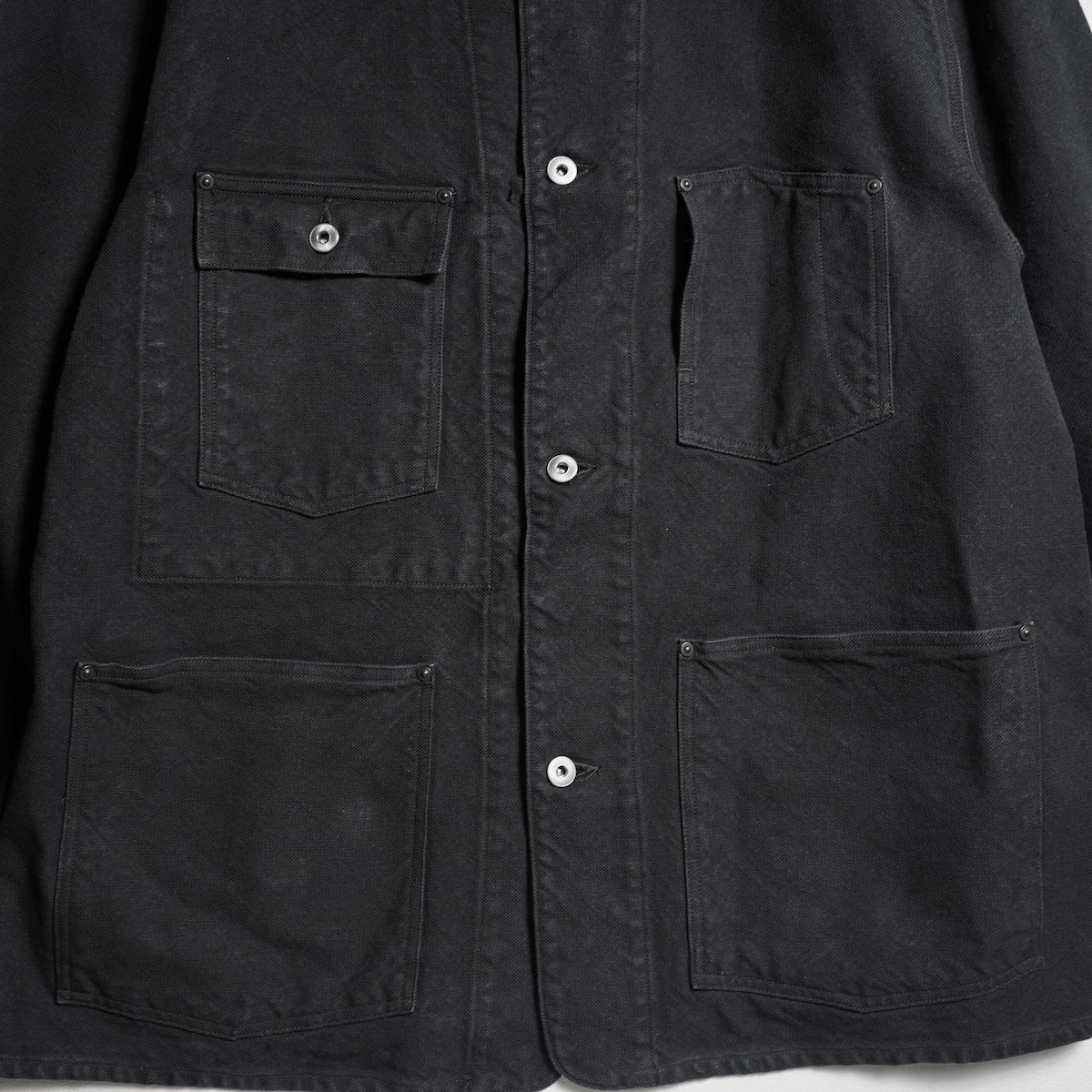 A.PRESSE / Vintage Silk Hemp Coverall Jacket (Black)フロントディテール