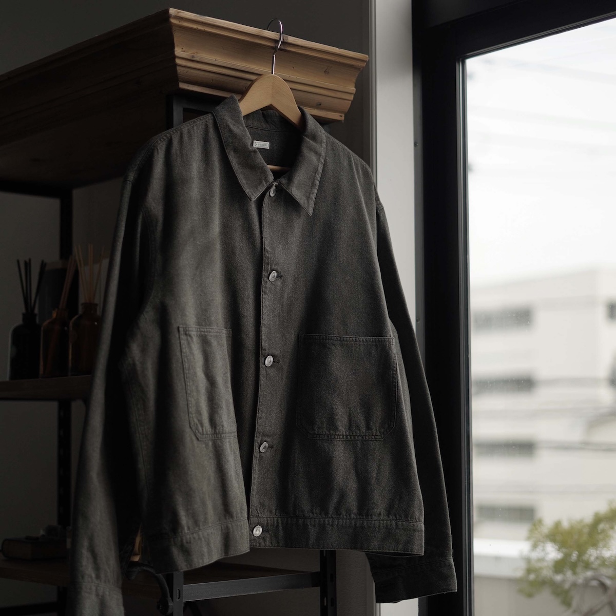 A.PRESSE / Vintage Black Chambray Work Jacket (Black)