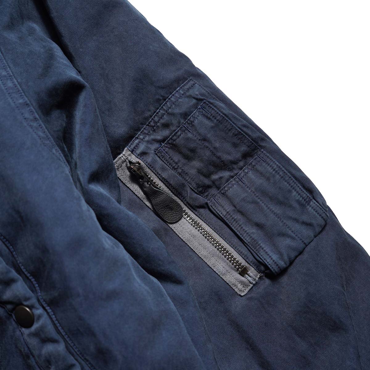 A.PRESSE / Vintage Silk Custom N-3B Flight Jacket (Navy) 袖ポケット