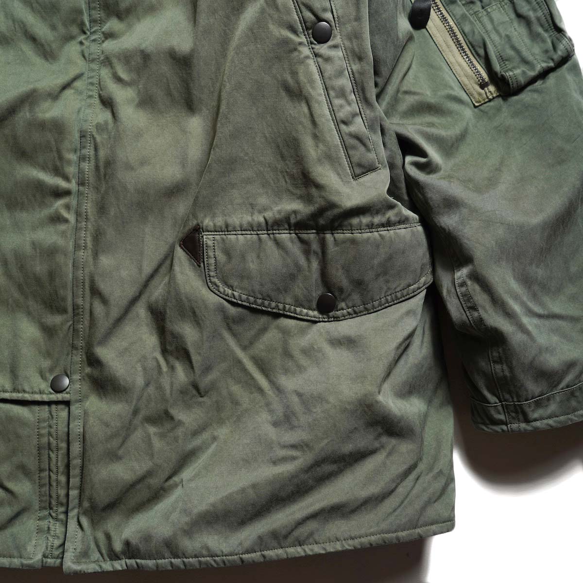 A.PRESSE / Vintage Silk Custom N-3B Flight Jacket (Sage) フラップポケット