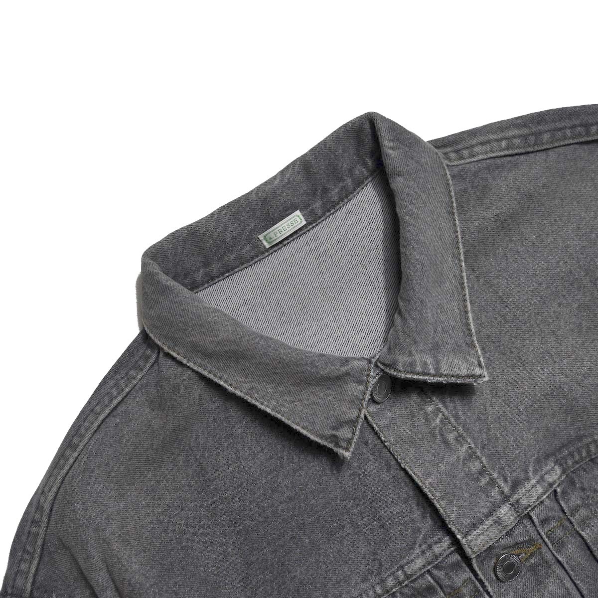 A.PRESSE / Vintage Gray Denim Jacket (Gray) 襟元