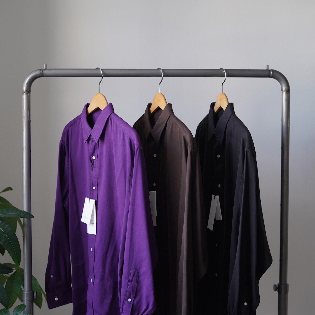 A.PRESSE / Double Weave Twill Regular Collar Shirts (Black)