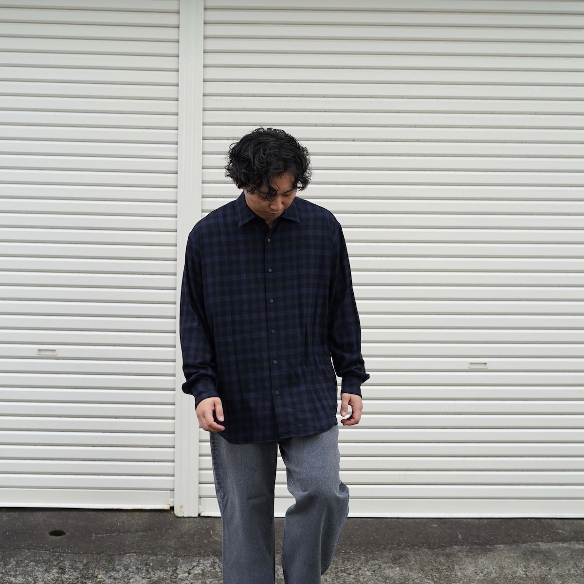 A.PRESSE / Wool Regular Collar Shirt (Check) 178cm/size3 着用①