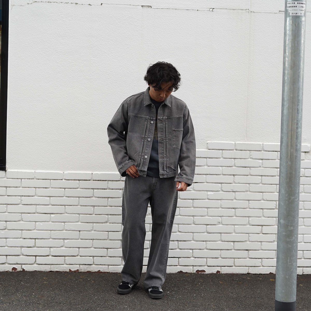 A.PRESSE / Vintage Gray Denim Jacket (Gray) 178cm/size 48 着用①