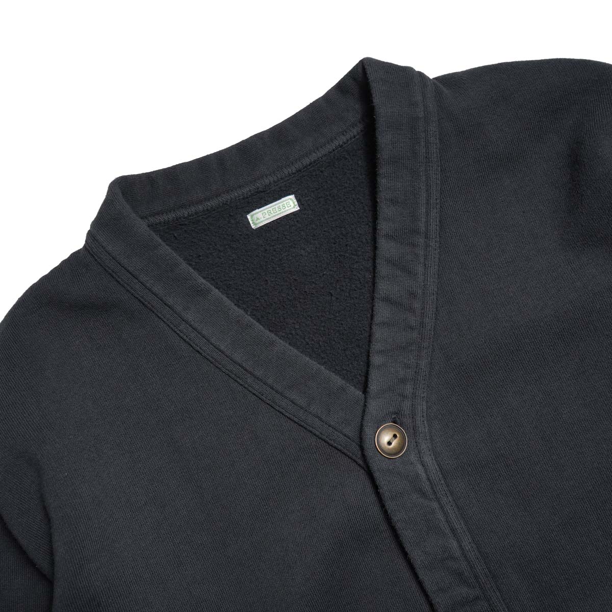 A.PRESSE / Vintage Sweat Cardigan (Black) ネック