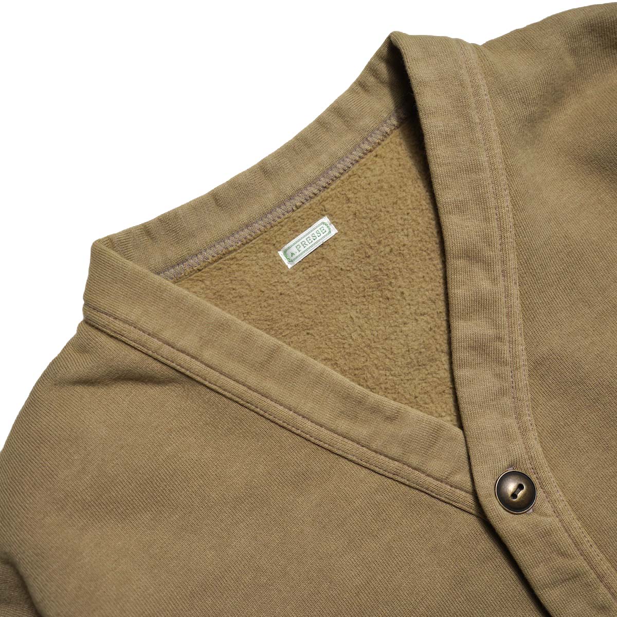 A.PRESSE / Vintage Sweat Cardigan (Mocha) ネック