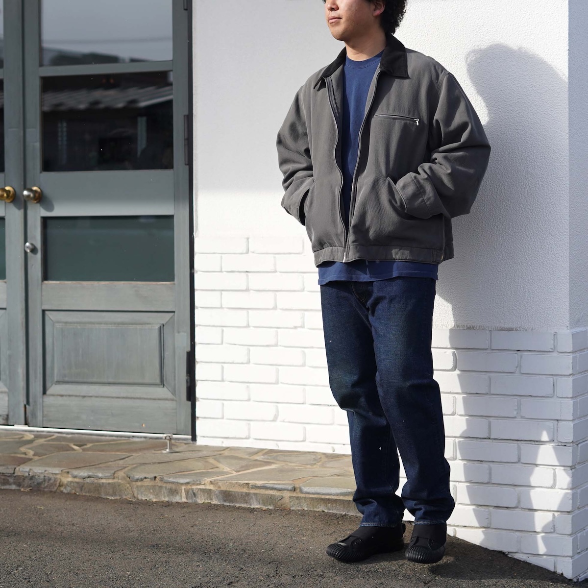 アプレッセ Vintage Silk Cotton Detroit Jacket Vintage Silk Cotton Detroit Jacket Gray | HAVEN