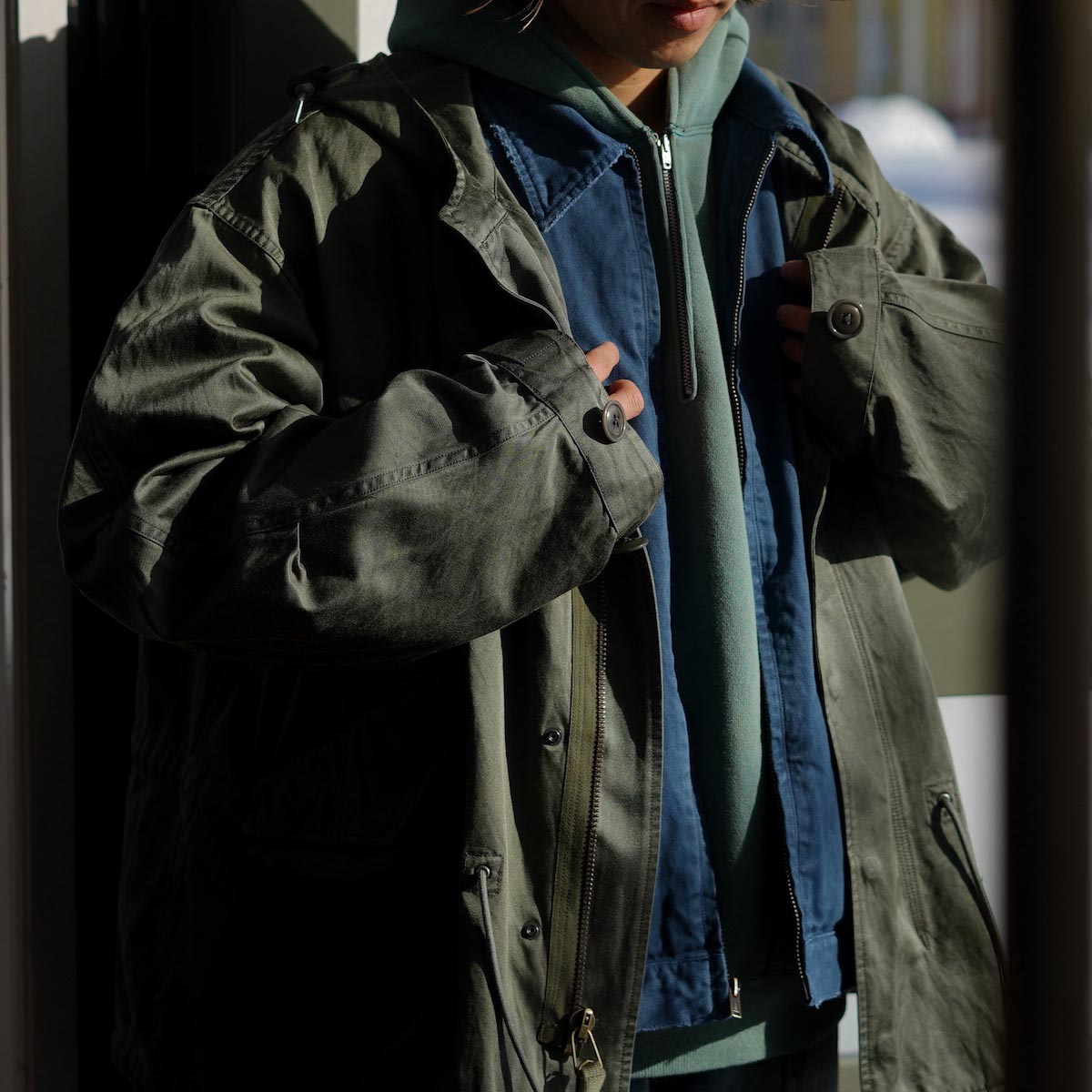 A.PRESSE / Vintage Silk Hoodie Jacket (Sage)