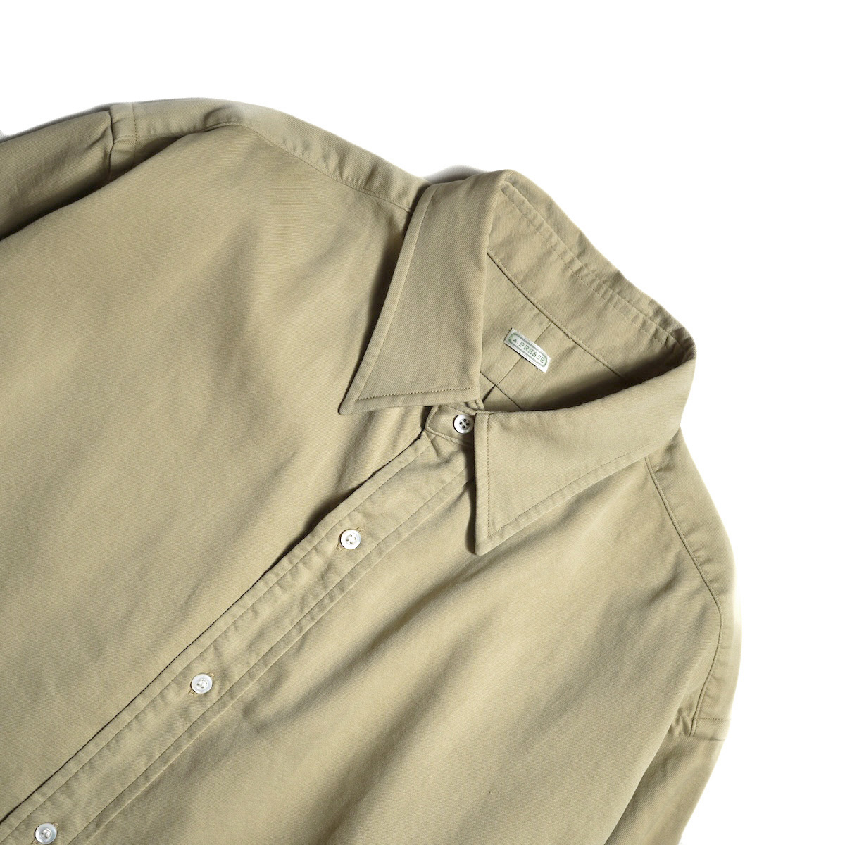 A.PRESSE / Double Weave Twill Regular Collar Shirt (Beige)