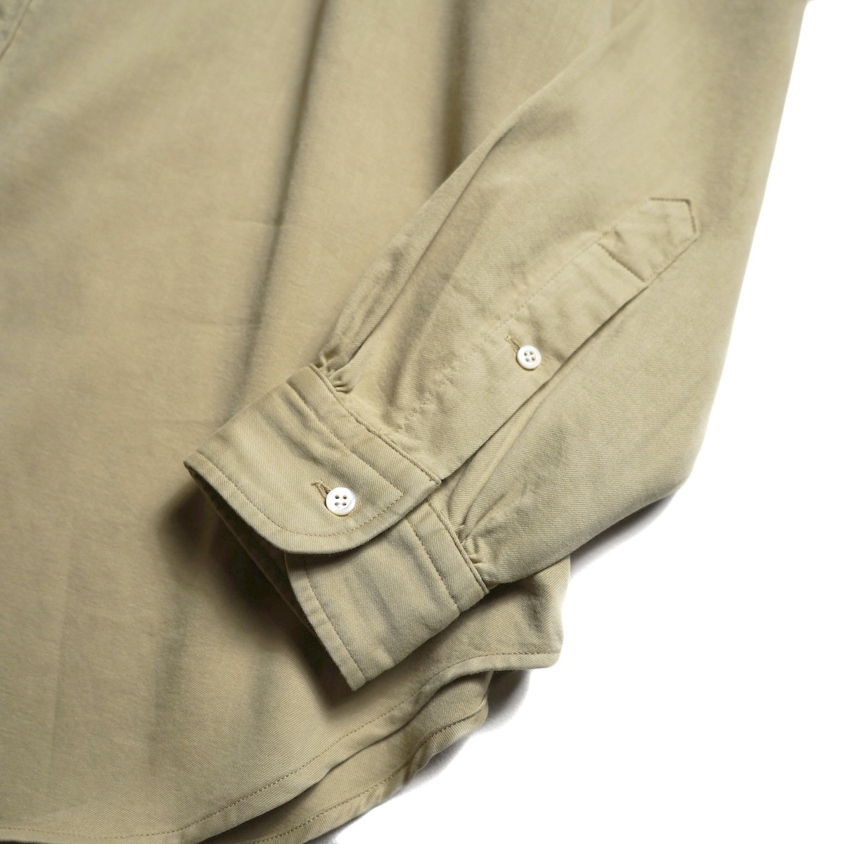 A.PRESSE / Double Weave Twill Regular Collar Shirt (Beige)