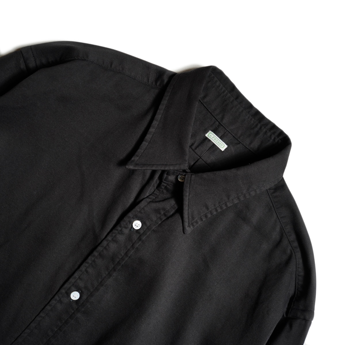 A.PRESSE / Double Weave Twill Regular Collar Shirt (Black)