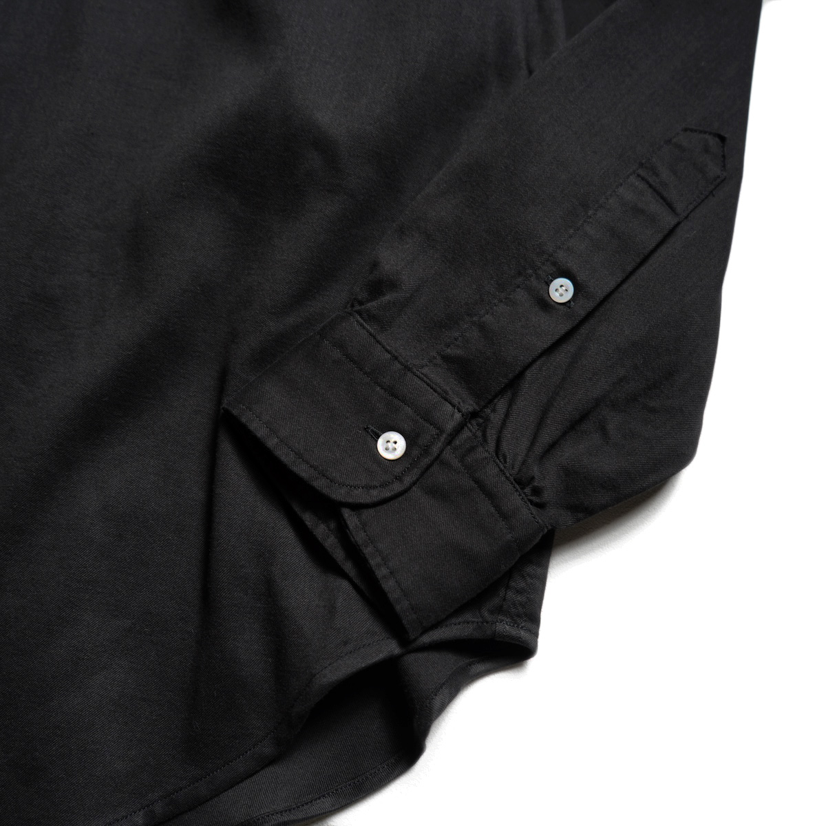A.PRESSE / Double Weave Twill Regular Collar Shirt (Black)