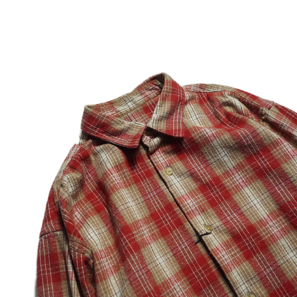 A.PRESSE / Vintage Cotton Silk Nep Twill Check Shirt (Red)