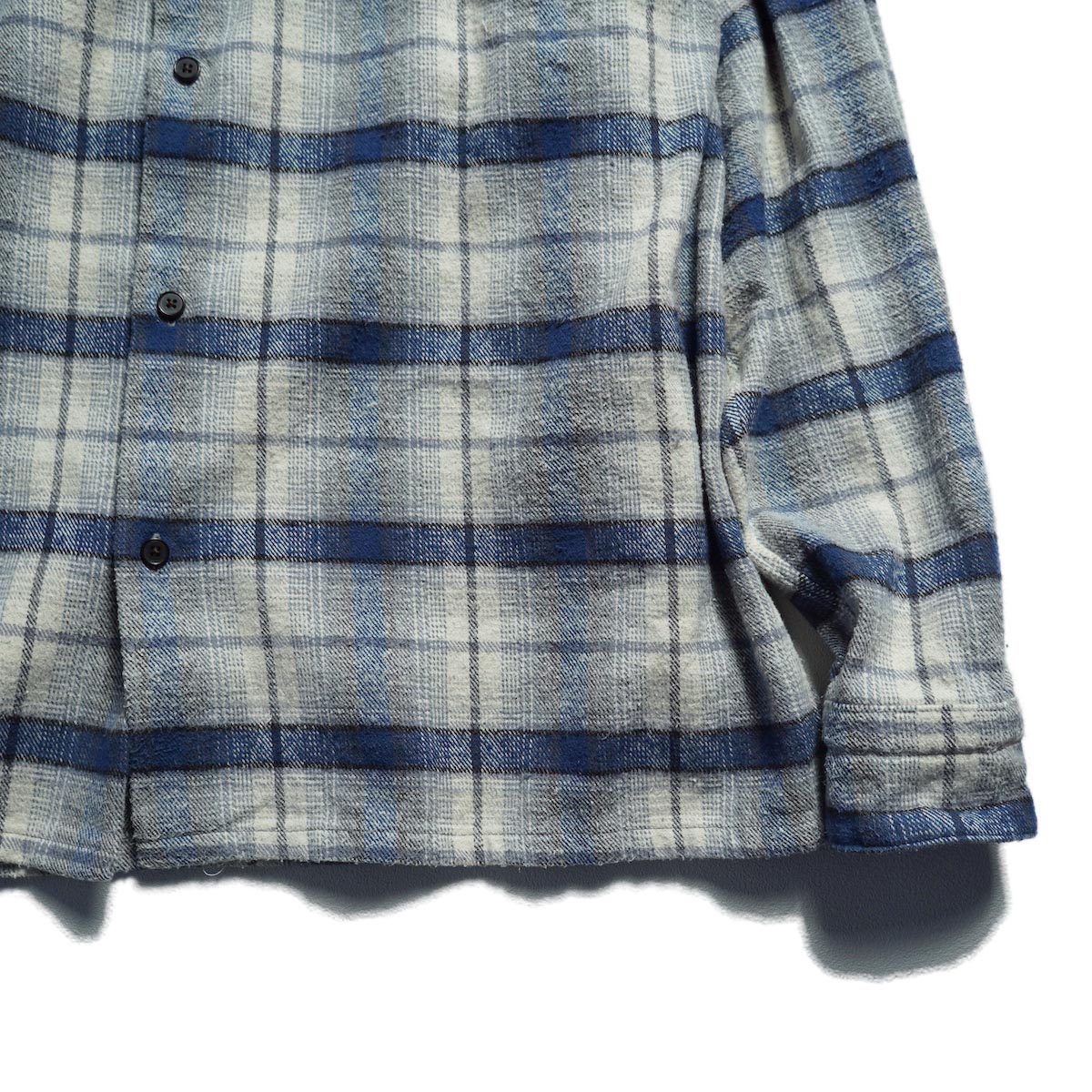 A.PRESSE / Vintage Cotton Silk Nep Twill Check Shirt (Navy)
