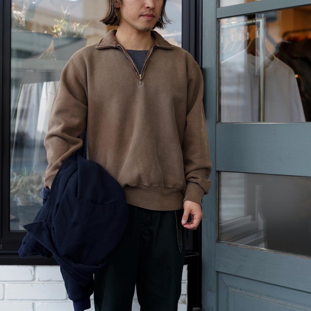 A.PRESSE / Vintage Half Zip Sweatshirt (Blue)