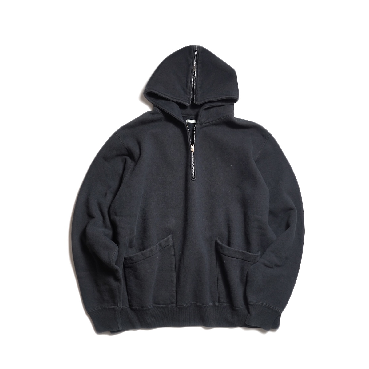 A.PRESSE / Vintage Sailor Hood Half Zip Sweatshirt (Black)