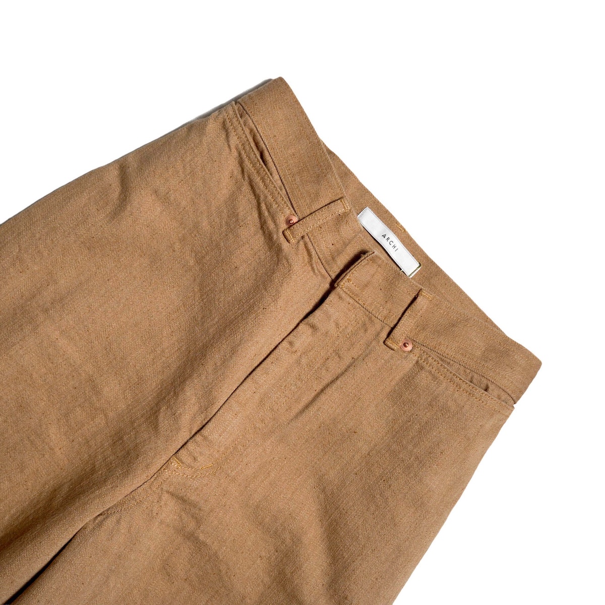 ARCHI / 13oz DENIM WIDE PANTS (Beige) ウエスト