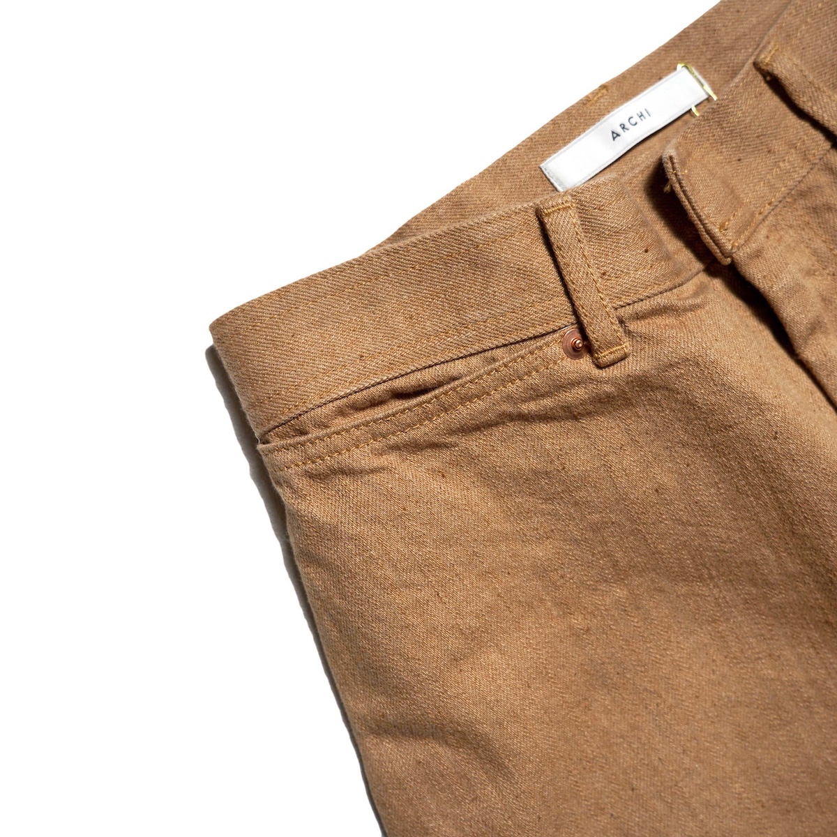 ARCHI / 13oz DENIM WIDE PANTS (Beige) ポケット