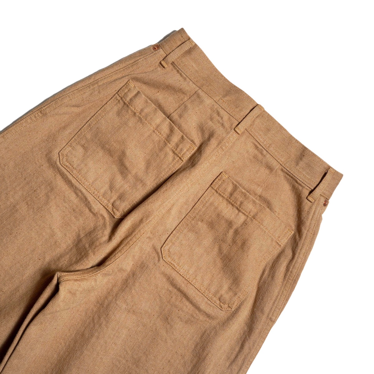 ARCHI / 13oz DENIM WIDE PANTS (Beige) 背面ポケット