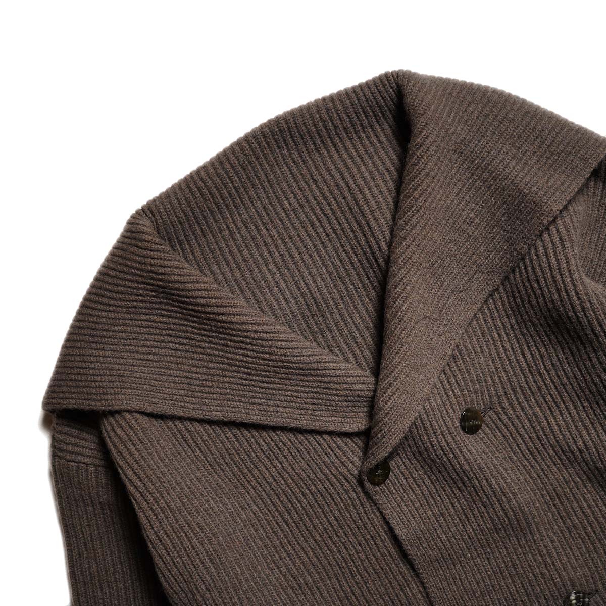ARCHI / DOUBLE KNIT CARDIGAN (Brown) ネック