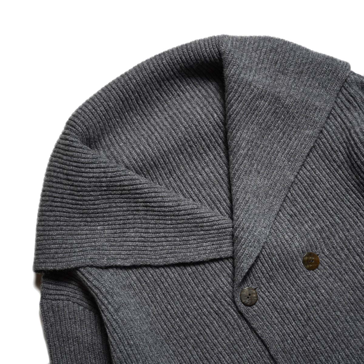 ARCHI / DOUBLE KNIT CARDIGAN (Charcoal) ネック