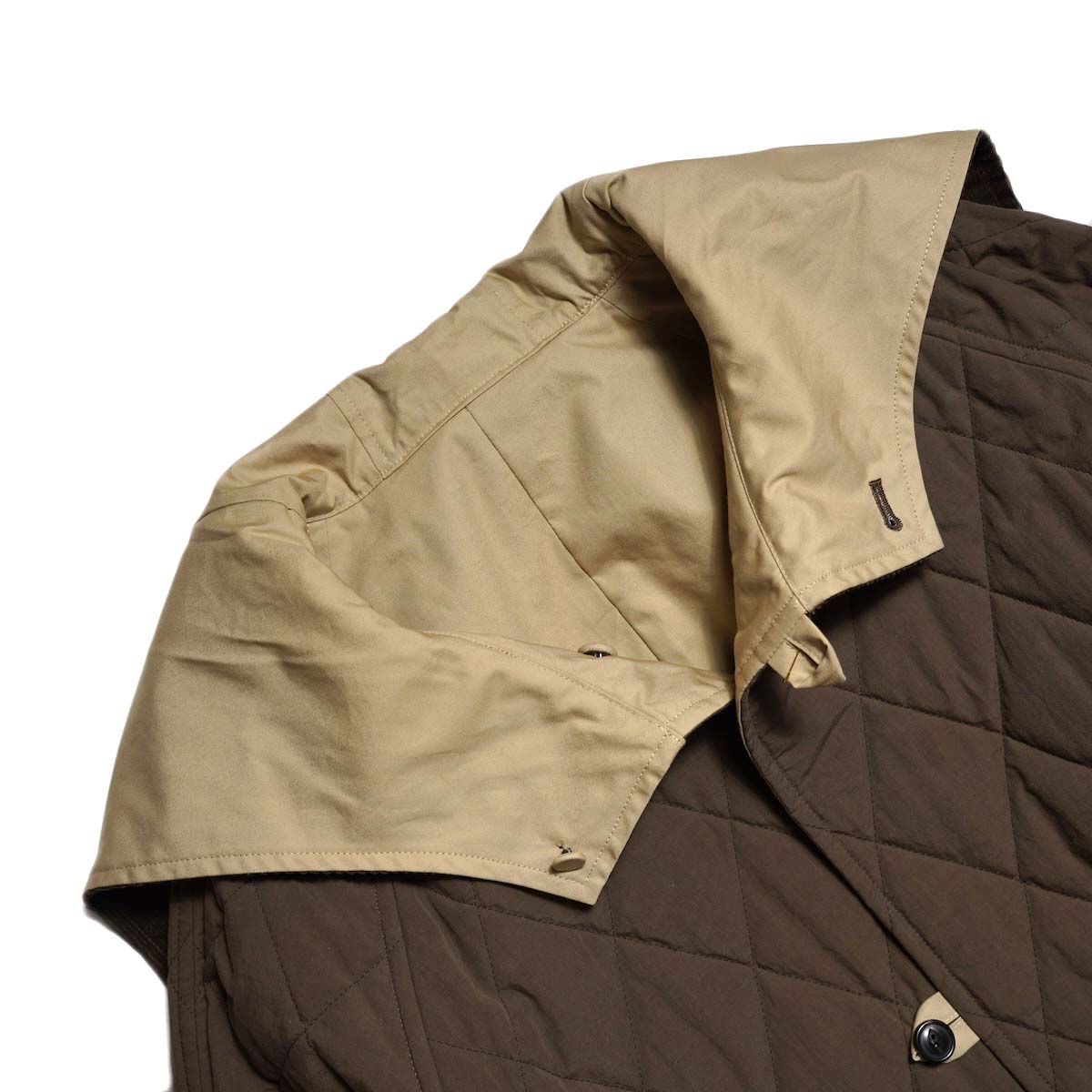 ARCHI / WEATHER CLOTH COAT (Beige/Brown) B面-フード