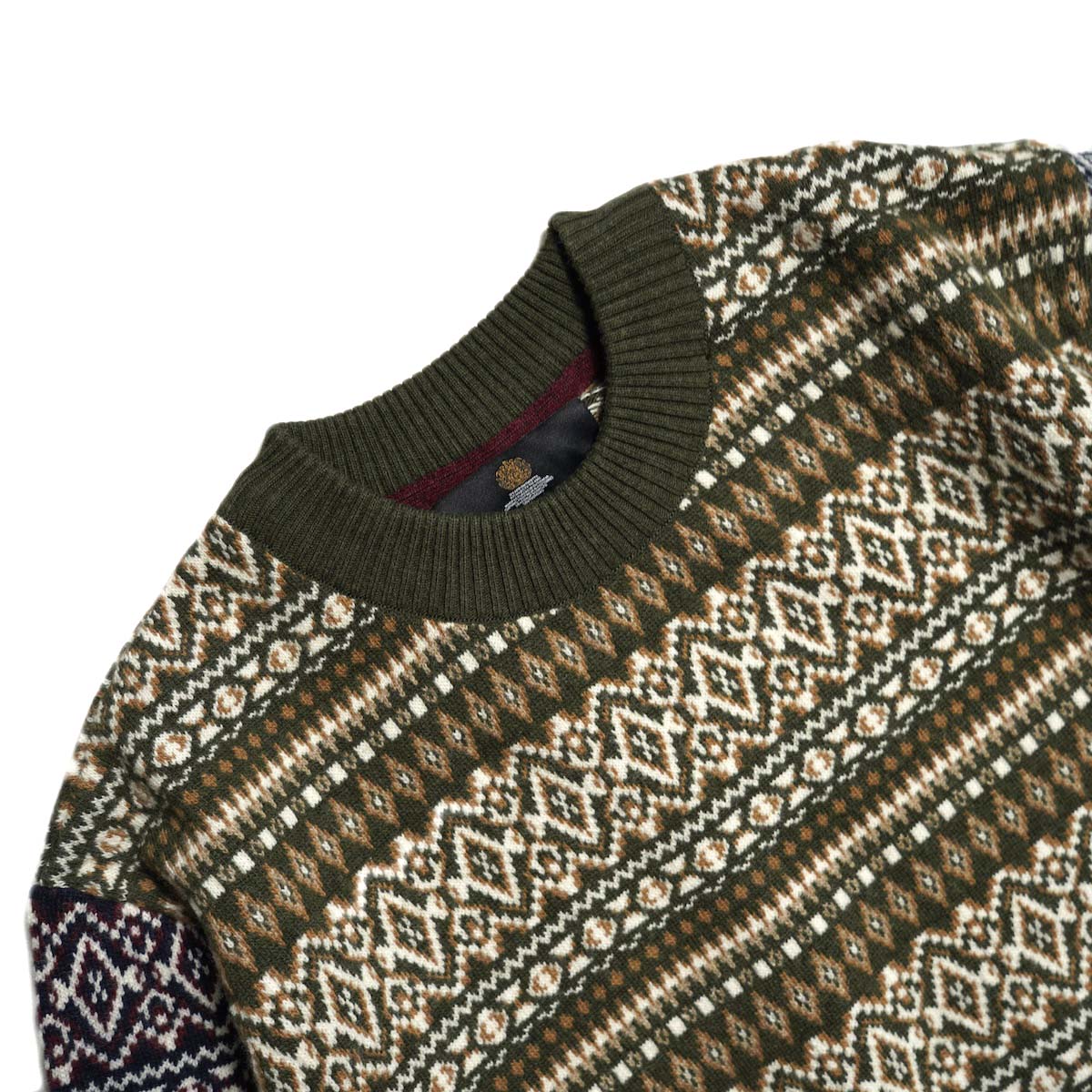 Barbour / HARDALE PATCHWORK CREW NECK (Olive) ネック