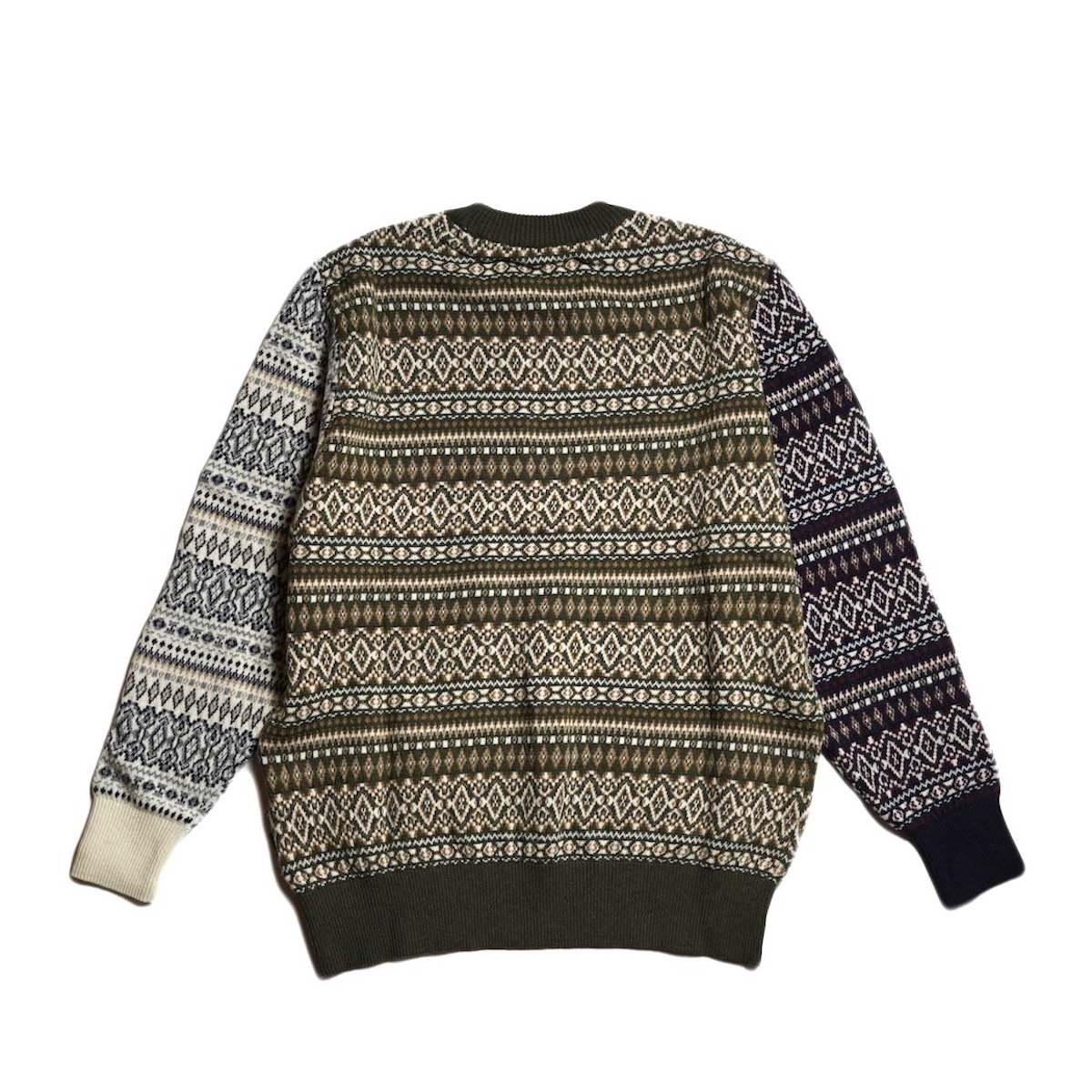 Barbour / HARDALE PATCHWORK CREW NECK (Olive) 背面