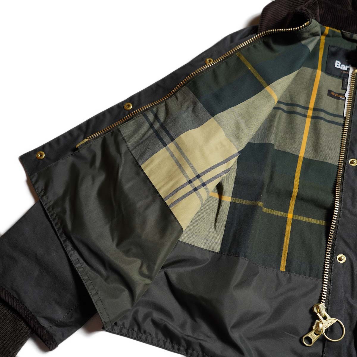 Barbour / CROPPED BEADNELL WAX JACKET (Sage Green) 裏地