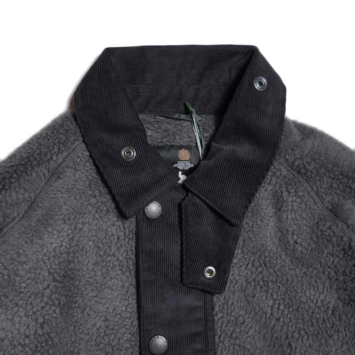 Barbour / TRANSPORT FLEECE JACKET (Asphalt) 襟元