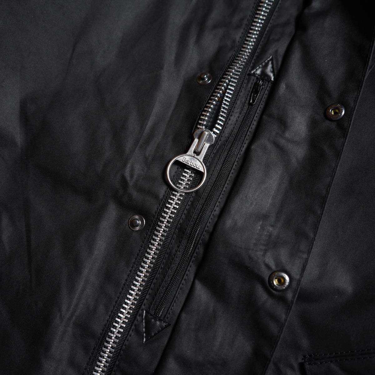 Barbour / OS TRANSPORT WAX JACKET (Black) ファスナー