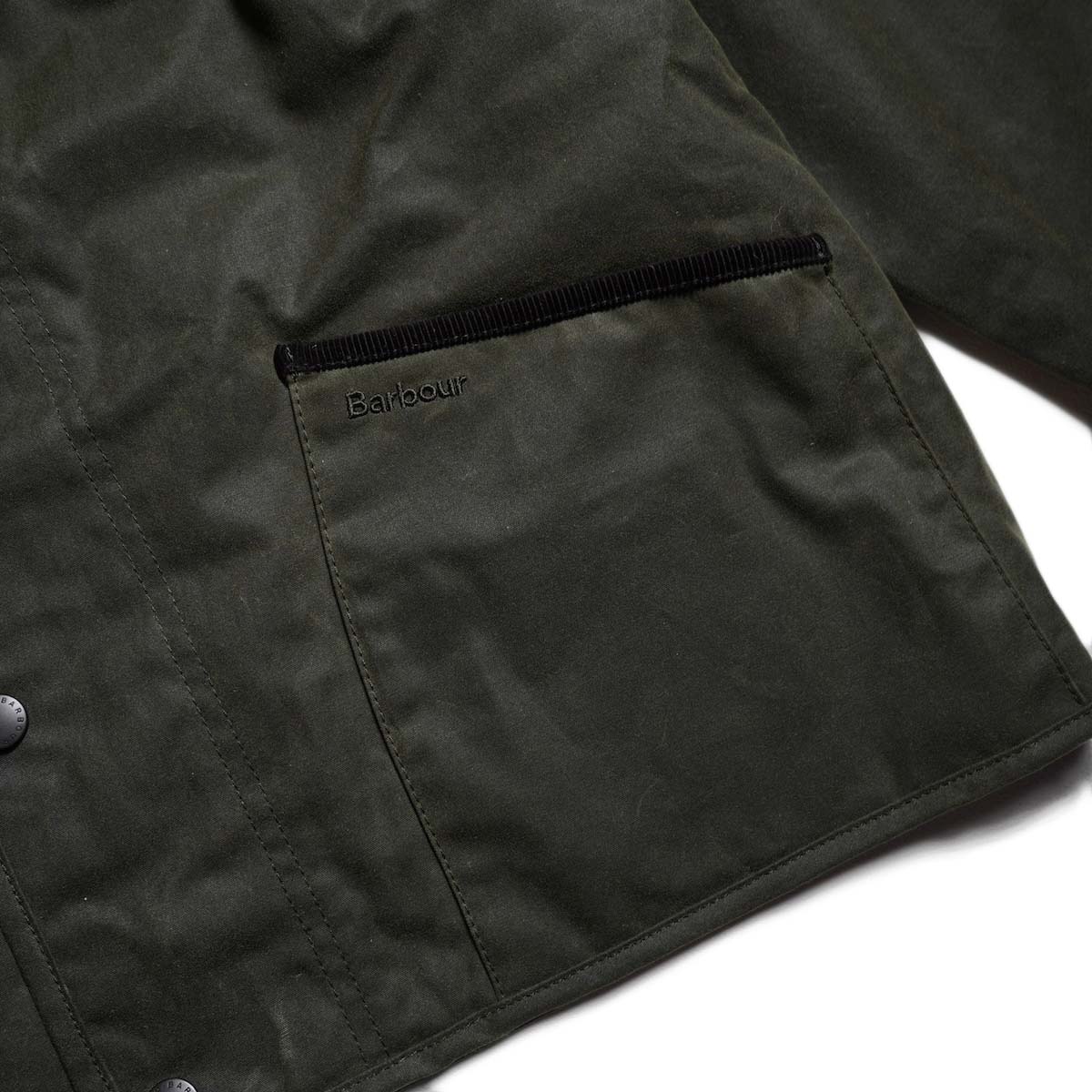 Barbour / LIDDESDAIE WAX SHORT JACKET (Sage Green) ポケット、刺繍