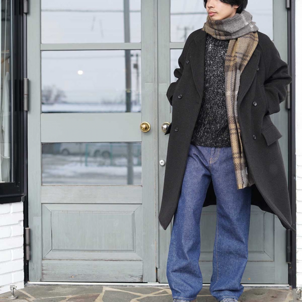 blurhms / Wool Beaver Double-Breasted Coat (Houndstooth)