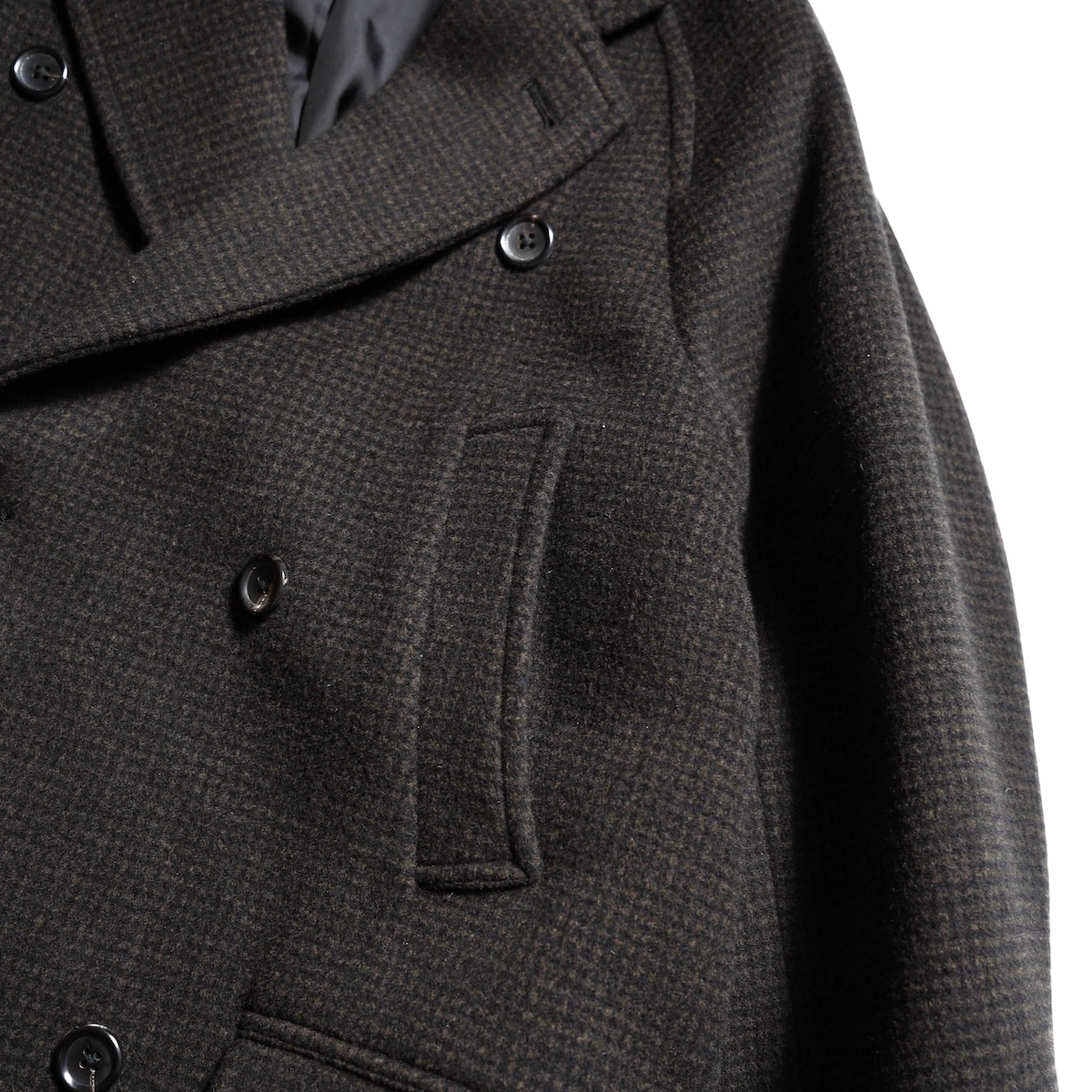 blurhms / Wool Beaver Double-Breasted Coat (Houndstooth)