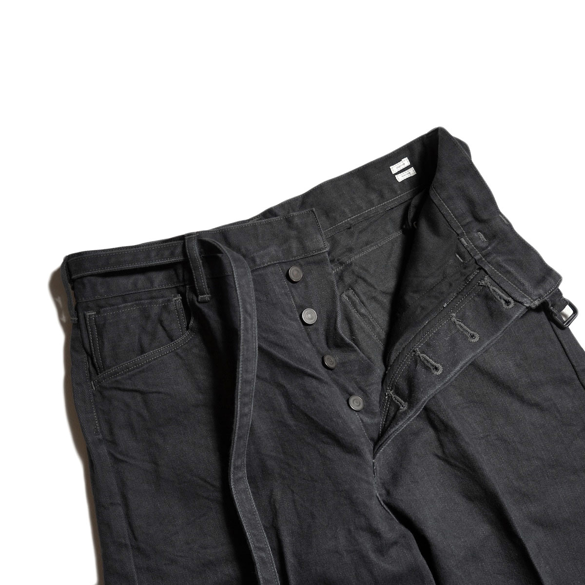 blurhms / 12.9oz Denim Narrow Belted Pants (Sulfur Black)