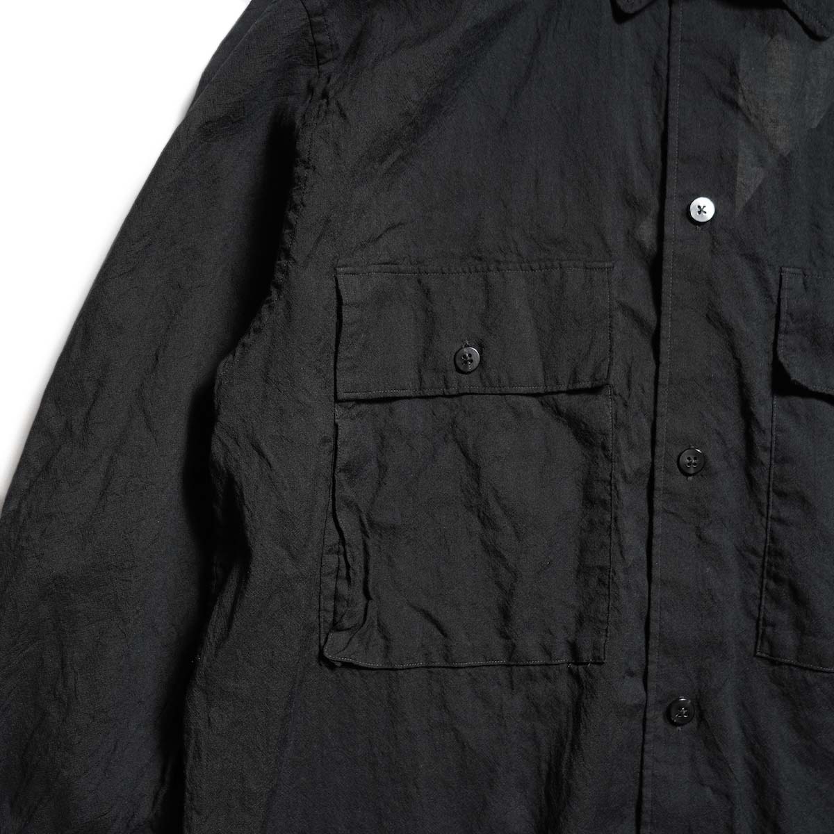 blurhms / Silk-Co Voile Military Shirt (Black)