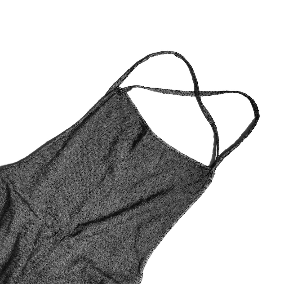 blurhms / Silk Linen Apron-Overalls (Black Chambray)