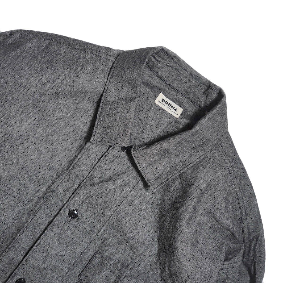 BRENA / FLAP - VINTAGE FRENCH CHAMBREY (Black) 襟元