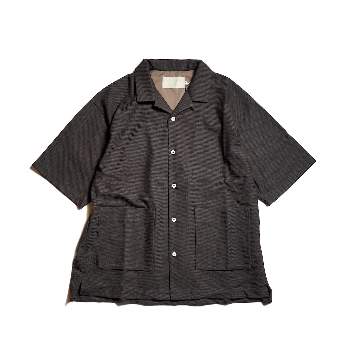 【CURLY＆Co.】TricotPrint OpenCollar Shirt CURLY&Co. / BIRD'S EYE JERSEY OPEN-COLLAR SHIRT (D.Brown)