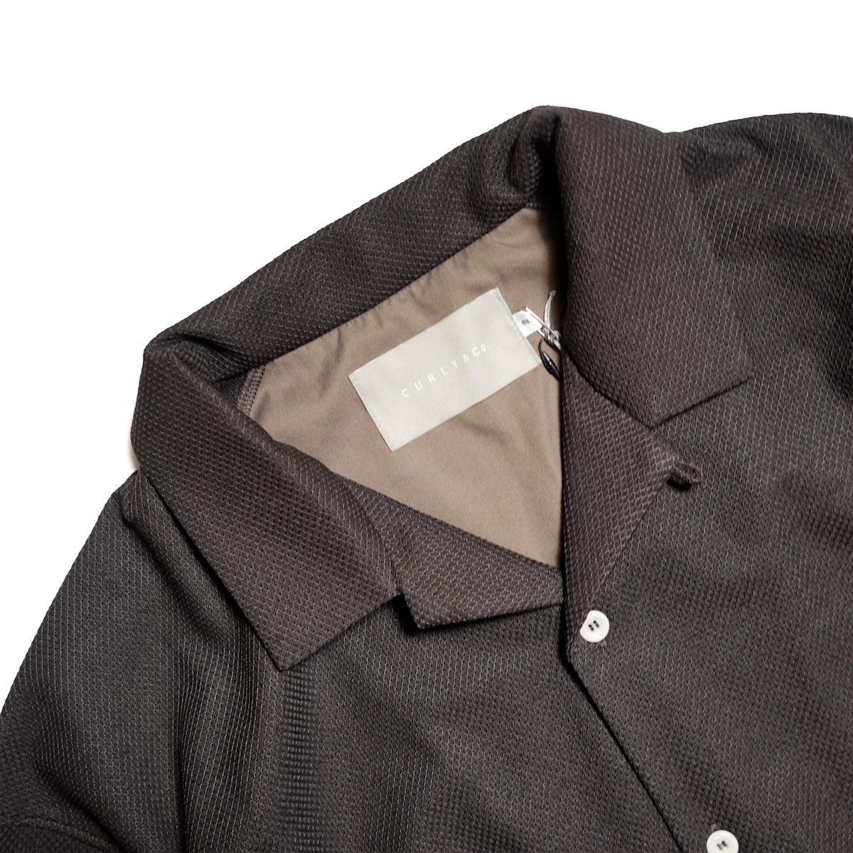 CURLY&Co. / BIRD'S EYE JERSEY OPEN-COLLAR SHIRT (D.Brown)