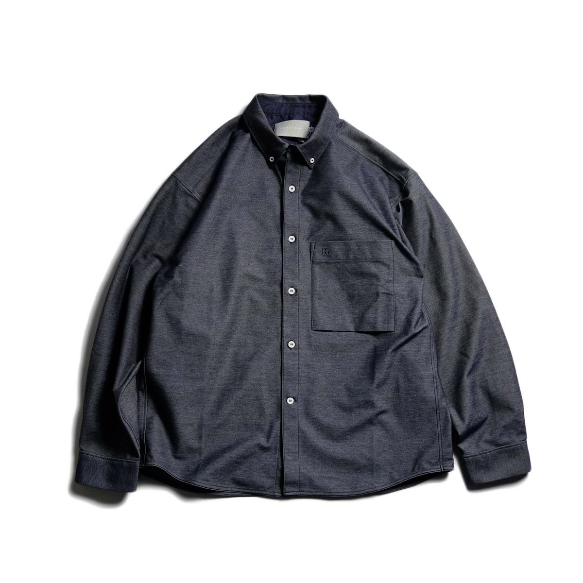 CURLY&amp;Co. / TWILL JERSEY B.D. COLLAR SHIRT (Indigo)