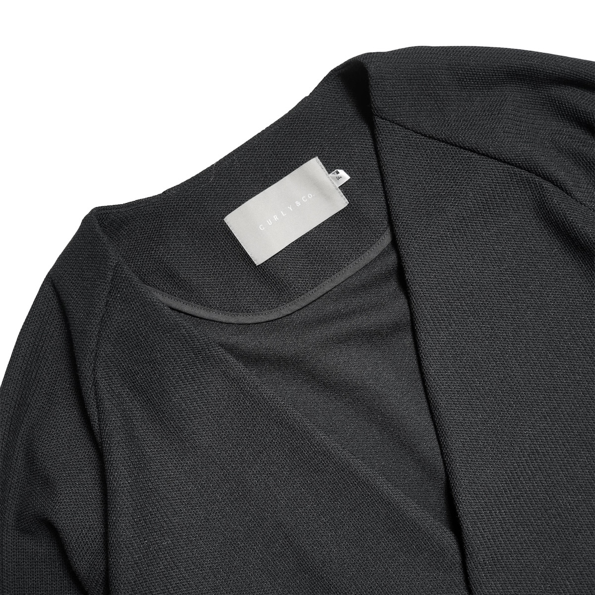 CURLY&Co. / DRY COOL TRICOT SHIRT JACKET (Black) 襟元