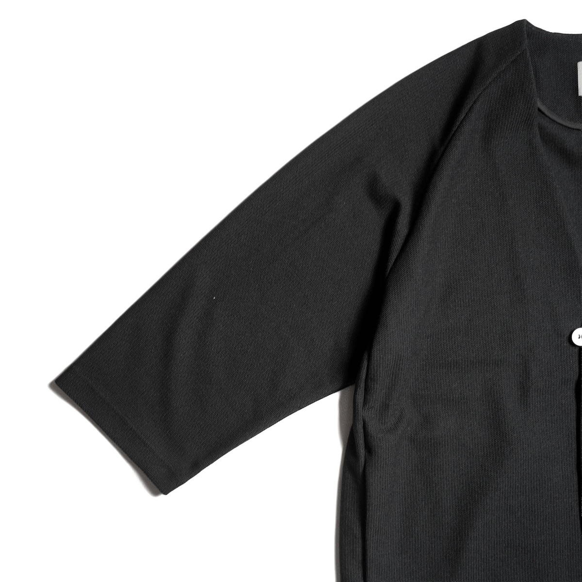 CURLY&Co. / SEED STITCH KNIT Q/S CARDIGAN (Black) 袖