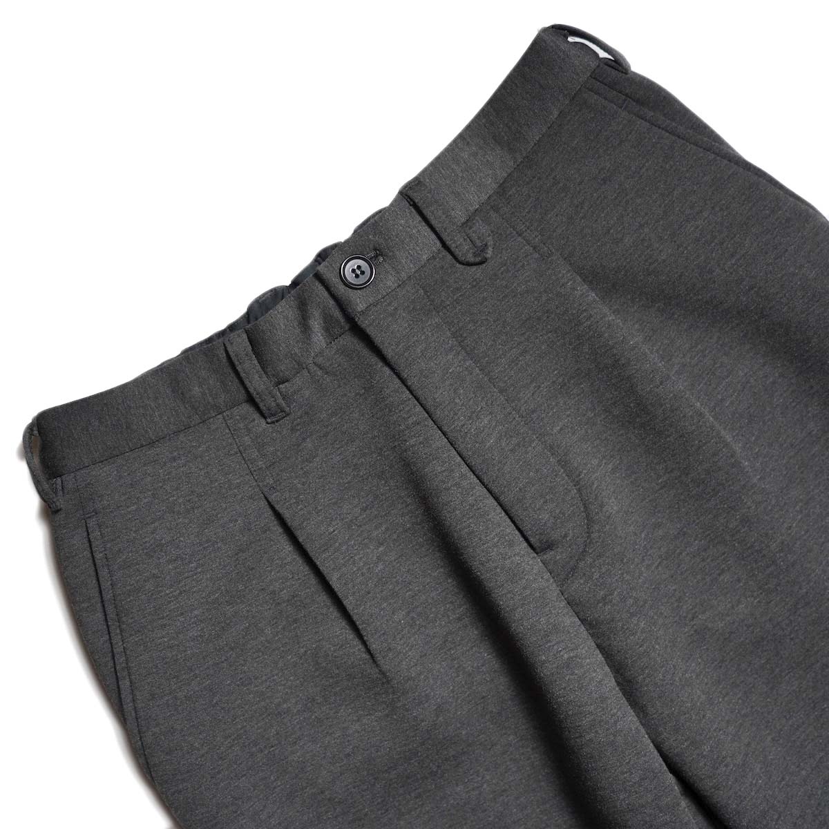CURLY&Co. / AIR DOUBLE-KNIT STRAIGHT PANTS (Charcoal) ウエスト