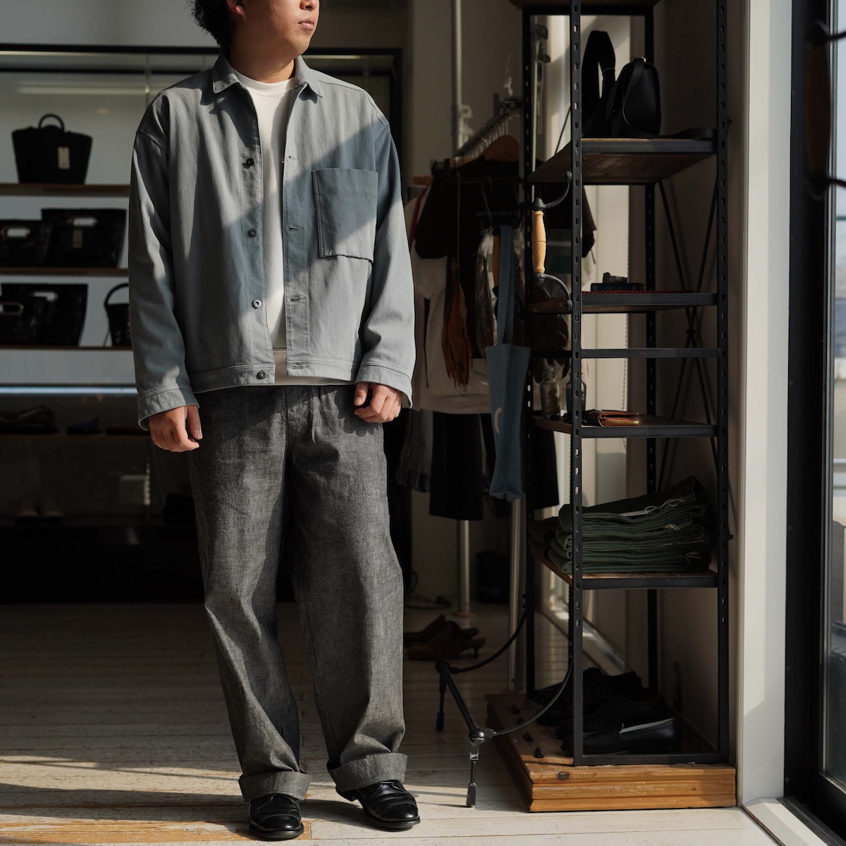 CURLY&Co. / KNIT DENIM TRUCKER JACKET (Steel Gray)