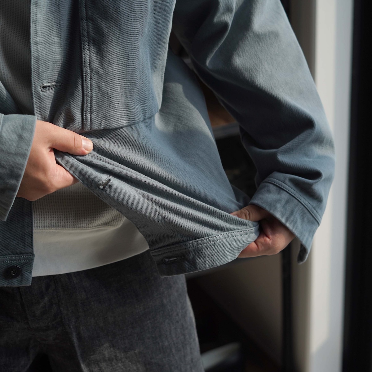 CURLY&Co. / KNIT DENIM TRUCKER JACKET (Steel Gray)