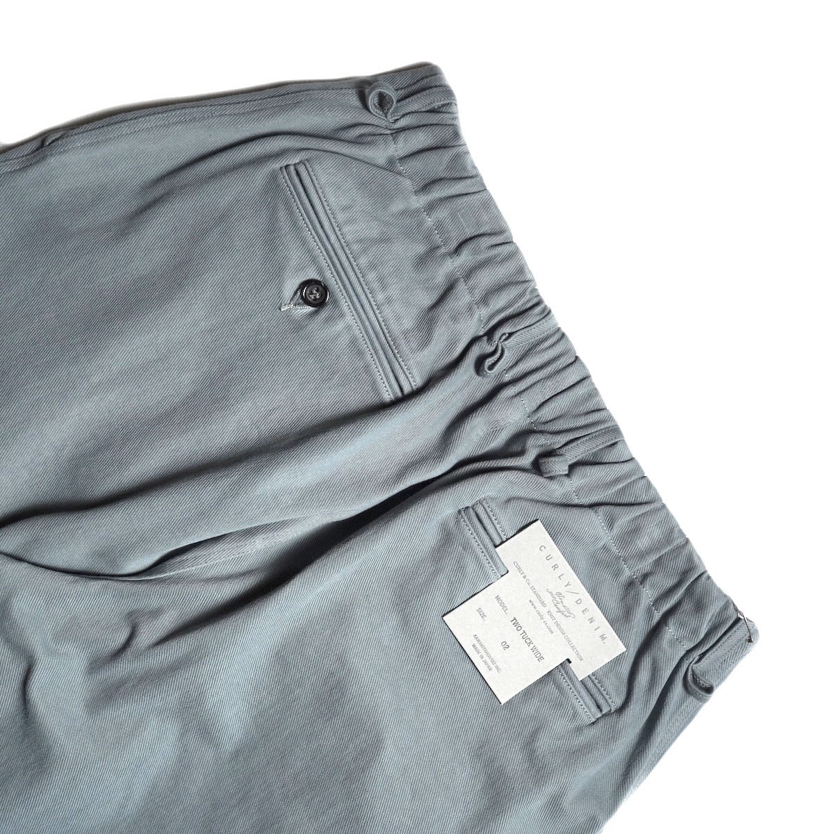 CURLY&Co. / KNIT DENIM 2 TUCK EZ WIDE SLACKS (Steel Gray)